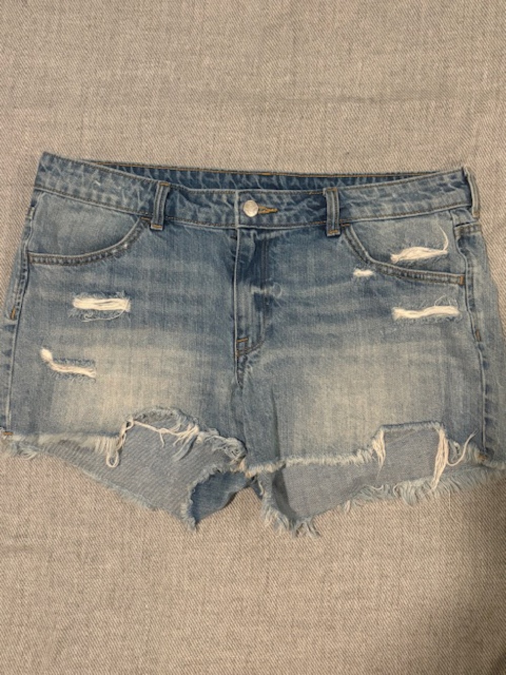 H&M Light Blue Distressed Denim Cutoff Shorts